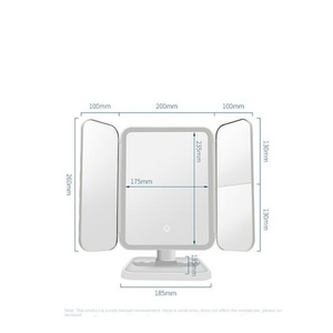Foldable LED Fashion Cosmetic <b>Mirror</b> 3 Fold Make up <b>Mirror</b> 2X3X Magnifying <b>Mirror</b> With LED <b>Lights</b> Rechargeable Battery - Product Image 4