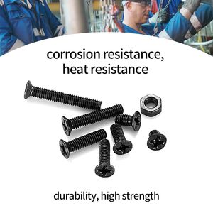 Kit de tornillos de máquina de cabeza plana M3 y tuercas hexagonales, 380 piezas, cabeza Phillips avellanada negra, acero al carbono métrico de grado A - Product Image 3
