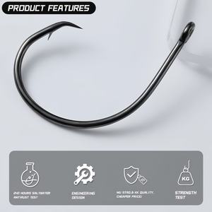 ตะขอตกปลามีหนามเหล็กคาร์บอนสูงสีดำสำหรับตกปลาคาร์พปลาเทราท์ปลาหมึก - Product Image 4