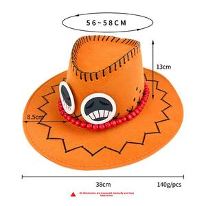 Une pièce Fire Fist <span class=keywords><strong>Ace</strong></span> à la mode hommes Western Cowboy Anime personnage chapeau coton Polyester pour Beach Party et <span class=keywords><strong>Cosplay</strong></span> - Product Image 2