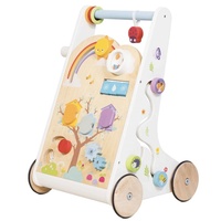 Nouveau design 2024 : Trotteur d'activités en bois pour bébé avec cuisine de jeu, poussette en bois pour enfants, trotteur à pousser pour bébé KT1108