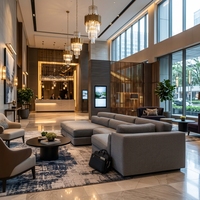 Canapé modulaire moderne en tissu, fauteuil de réception commercial pour hall d'hôtel