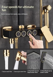 Système <span class=keywords><strong>de</strong></span> douche carré moderne Senducs noir et or, mitigeur <span class=keywords><strong>de</strong></span> <span class=keywords><strong>baignoire</strong></span> chaud/froid, robinet <span class=keywords><strong>de</strong></span> salle <span class=keywords><strong>de</strong></span> bain, ensemble <span class=keywords><strong>de</strong></span> douche thermostatique - Product Image 3