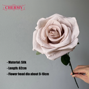 DC081 Bouquet di Rose Artificiali in Seta Rosa Antico, Stelo Singolo, Rose Finte Rosa Nude per Matrimoni, Spose e Decorazioni per la Casa - Product Image 2
