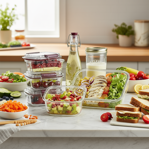 ชุดกล่องเก็บอาหารแก้วพร้อมฝาปิดแบบคลิปของคิลเนอร์ สำหรับเตรียมอาหารและขนม - Product Image 3