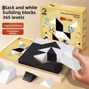 Puzzle Bianco e Nero Giocattolo Educativo per Bambini 5-7 Anni Blocchi di Costruzione in Plastica Gioco da Tavolo Interattivo Genitore-Figlio Nascosto - Product Image 2