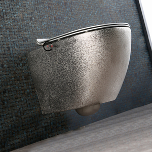 Inodoros de Cerámica Tornado sin Borde con 10 Años de Garantía, Inodoro de Pared Plateado con Acabado Dorado - Product Image 2