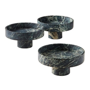 Ensemble de trois bols en métal de service de fruits de bonne qualité finis en marbre Ensemble de trois bols de table de dîner créatifs - Product Image 1