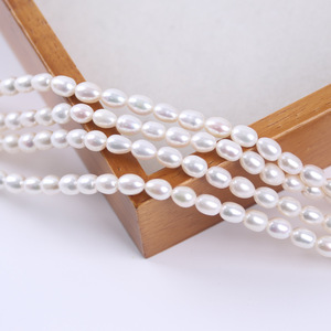 Perles d'eau douce naturelles de haute qualité, 5-6 mm, blanches, en forme de mètre, semi-finies, pour la fabrication de bijoux en collier, vente en gros - Product Image 3