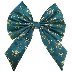 Custom <b>Christmas</b> Velvet <b>Gold</b> Foil Printed <b>Christmas</b> <b>Tree</b> Decoration Bow - Product Image 3
