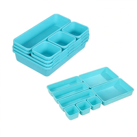 Ensemble d'organisateurs de tiroirs modulaires, boîte de rangement personnalisable et empilable, séparateurs antidérapants multi-tailles pour le maquillage, la cuisine et le bureau