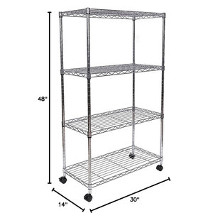 חובה כבדה 4 שכבות מתכת כרום מתכת נייד חוט מדפים על גלגלים - Product Image 1