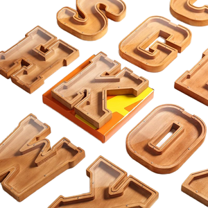 Alta qualità personalizzabile in legno salvadanaio in legno salvadanaio salvadanaio scatola per bambini con un Design accattivante lettera - Product Image 5