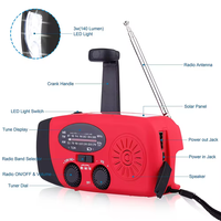 Radio Electrónica AM/FM Resistente con Manivela Solar de 2000 mAh, Alerta Meteorológica NOAA, Directo de Fábrica, Preparación para Huracanes