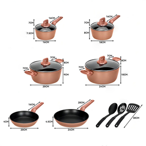 Modern <b>Ceramic</b> Marble Coated Pot <b>Pan</b> Glass Lids Bakelite Handles Non-Stick Forged Aluminum Cookware Set Gas Induction Ready Oven - Product Image 2