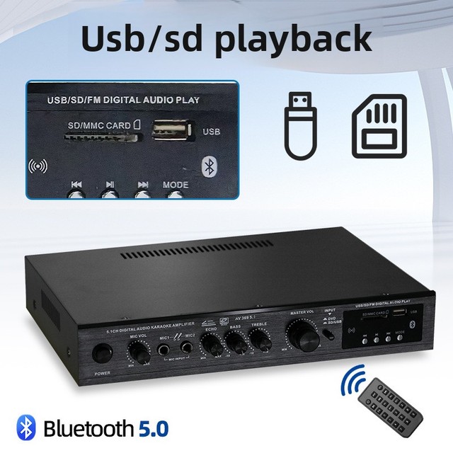 Professional 5.1 Surround Sound Power Amplifier FM Radio Audio Equipment for Outdoor Performance and Home Theater