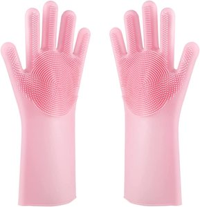 OEM Custom Logo Heat-resistant Design Silicone Cleaning Brush Scrubber <b>Gloves</b> Dish Washing <b>Gloves</b> - Product Image 3