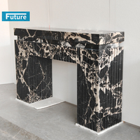 Table console rectangulaire longue de style CustomLuxury en marbre noir Calacatta pour l'entrée d'hôtel, de villa ou d'appartement