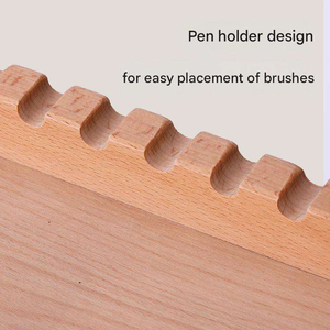 Chevalet en bois Huixishi, chariot à outils pour peinture à <span class=keywords><strong>l</strong></span>'huile, chevalet à trois niveaux en bois de hêtre durable, couleur naturelle, support de rangement pour peinture - Product Image 5