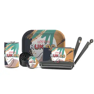 Kit de accesorios para fumar popular de alta calidad 2023 con tarro molinillo de báscula de bandeja rodante todo en un juego de kit para fumar