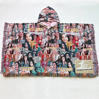 Tapisserie artisanale grande taille sweat à capuche d'hiver pour femme avec rappeur à capuche portable jeter des couvertures Poncho pull pour femmes châles