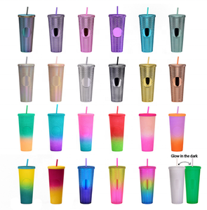 2022 Creative 710ml Gym Sport plastic water bottles rainbow gradient ramp luminous color water bottle manufacturer