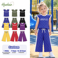 Ensemble de vêtements pour enfants en bas âge : T-shirt à manches courtes à pois et col rond, pantalon large à cordon de serrage, faible MOQ