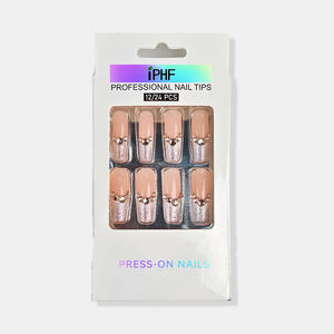 French Tip Glitter Almond Press on Nails Haute Qualité Réutilisable 24PCS Longue durée - Product Image 1