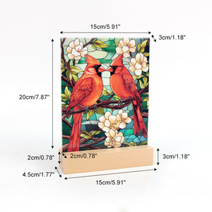Bougeoir <span class=keywords><strong>en</strong></span> <span class=keywords><strong>verre</strong></span> teinté American Cardinale personnalisé avec base <span class=keywords><strong>en</strong></span> bois massif Attrape-soleil <span class=keywords><strong>en</strong></span> vitrail cardinal de Noël - Product Image 4