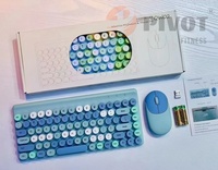 Sıcak satış 87 tuşları Retro Punk kablosuz klavye ve fare seti renkli 2.4GHz son oyun klavye Mouse Combos