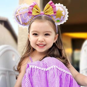 Mouse Ear Bow Headband <span class=keywords><strong>Rapunzel</strong></span> Valentine's Glitter Party Navidad Halloween Princess Decoración Cosplay Disfraz para niña - Product Image 6