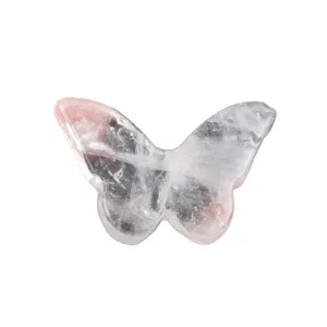 20*30mm Hand Carved Natural Crystal Carving Butterfly Gemstone for Home Decoration Meaningful Ornaments Gift
