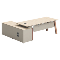 Bureau de direction moderne de luxe en mélamine avec armoire de rangement intégrée et finition anti-rayures pour usage commercial