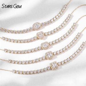 StarsGem 10K Solid Gold Rhodium Plated Vintage Halo Bracelet DEF VS Brilliant Cut Lab Grown Diamond Unisex Fine Jewelry 2.1-2.6g - Product Image 2