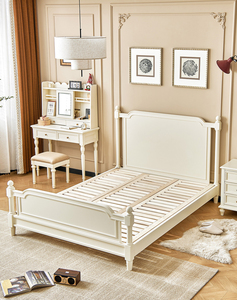 All-wood Double <strong>Bed</strong> - Master Bedroom - French Vintage Simple Modern Retro Home-use Large <strong>Bed</strong> Rubber Wood Frame <strong>Children</strong> <strong>Bed</strong> - Product Image 5