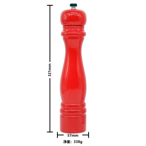 Meilleure vente 12 pouces grande capacité Premium rouge <span class=keywords><strong>en</strong></span> <span class=keywords><strong>bois</strong></span> manuel moulin à poivre et sel moulin à épices ensemble pour les vacances - Product Image 6