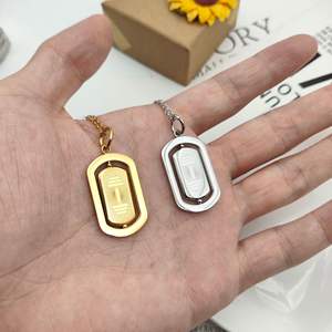 Collar deportivo de acero inoxidable al por mayor con colgante giratorio con mancuernas chapado en oro joyería inspirada en el grabado para bodas - Product Image 3