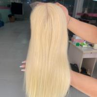 Topper pour femme en cheveux humains blonds, double tirage, cuticules alignées, noué à la main, anti-chute et anti-emmêlement, avec dentelle HD frontale