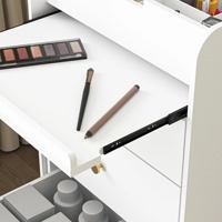 Ensemble de coiffeuse moderne en MDF blanc, gain de place, avec miroir rabattable pour le maquillage, MOQ 100