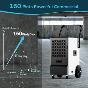 Euhomey 160 Pints Commercial <b>Dehumidifier</b> With Pump And Drain Hose For Basement Use - Product Image 2