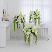 L-R509 Vente chaude Boule de fleurs personnalisée de haute qualité, fleurs artificielles blanches et vertes pour les centres de table et les décorations de mariage