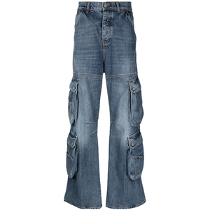 Jeans cargo ample pour femme, coupe bootcut, taille basse, jambes larges, poches, denim respirant, écologique, lavage foncé, décontracté, sexy - Product Image 5