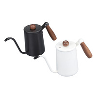 Pot à café à col de cygne en acier inoxydable avec manche en noyer de 350ml