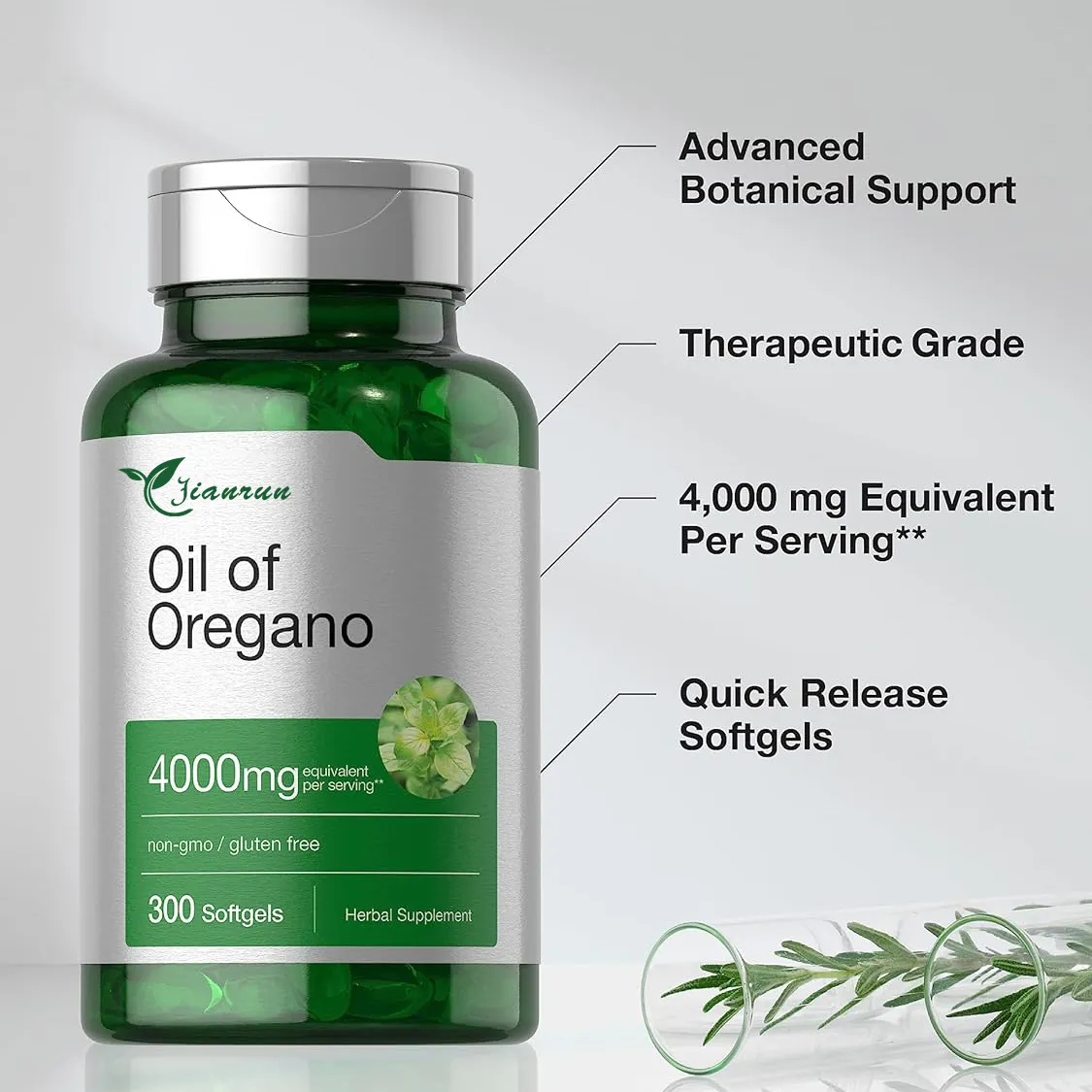 Oregano Oil Vegetarian Soft Capsules California Natural Immune System Digestive Support Promote Gut Health Healthy