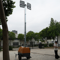 Tour d'éclairage mobile remorquable avec mât télescopique de 5m, 7m, 9m, générateur diesel 4x1000W, avec lampes métalliques ou LED