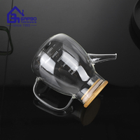 Bouteille d'huile d'olive en verre anti-goutte pour cuisine, 550 ml, en verre borosilicate à base large, avec couvercle et poignée