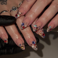 Lot de faux ongles 3D en ABS, à presser, réutilisables, avec logo personnalisé, ornements peints à la main, nœuds, perles, 24 pièces