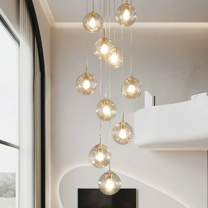 Plafonnier led suspendu en forme de bulles de verre, design moderne, éclairage d'intérieur, luminaire décoratif de plafond, idéal pour des escaliers
