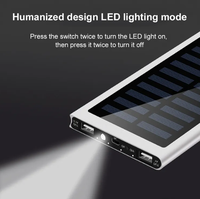Nouvel arrivage de chargeur solaire portable Smart Slim 10000mah Power Bank Charge rapide avec lumière LED 20000mah étanche