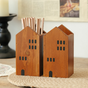 Porte-stylos <span class=keywords><strong>en</strong></span> bois <span class=keywords><strong>en</strong></span> forme de cabane, organiseur de bureau pour fournitures de bureau, joli organiseur de pinceaux et de stylos <span class=keywords><strong>en</strong></span> bois naturel pour la maison et le bureau - Product Image 4